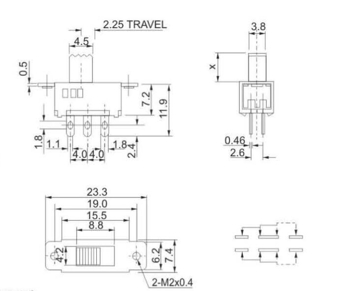 SS-22D25(2P3T)撥動(dòng)開關(guān)