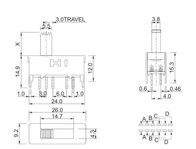 SS-24F01(2P4T)撥動開關(guān)