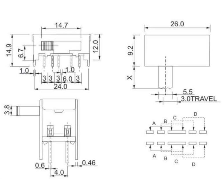 SK-24F01(2P4T)撥動(dòng)開(kāi)關(guān)